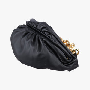 Pre-owned Bottega Veneta The Chain Pouch Black Leather  bum bag/waist bag | stylenewstar