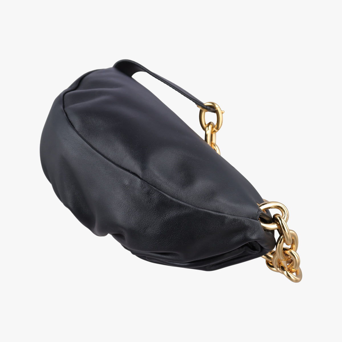 Pre-owned Bottega Veneta The Chain Pouch Black Leather  bum bag/waist bag | stylenewstar