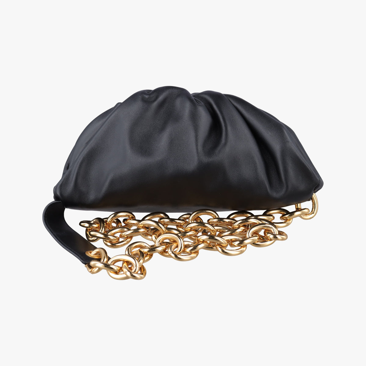 Pre-owned Bottega Veneta The Chain Pouch Black Leather  bum bag/waist bag | stylenewstar