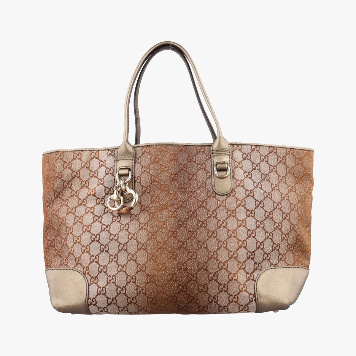 Pre-owned Gucci Heart Bit charm Brown canvas×leather 269956 handbag | stylenewstar