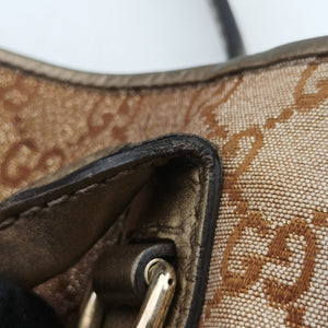 Pre-owned Gucci Heart Bit charm Brown canvas×leather 269956 handbag | stylenewstar
