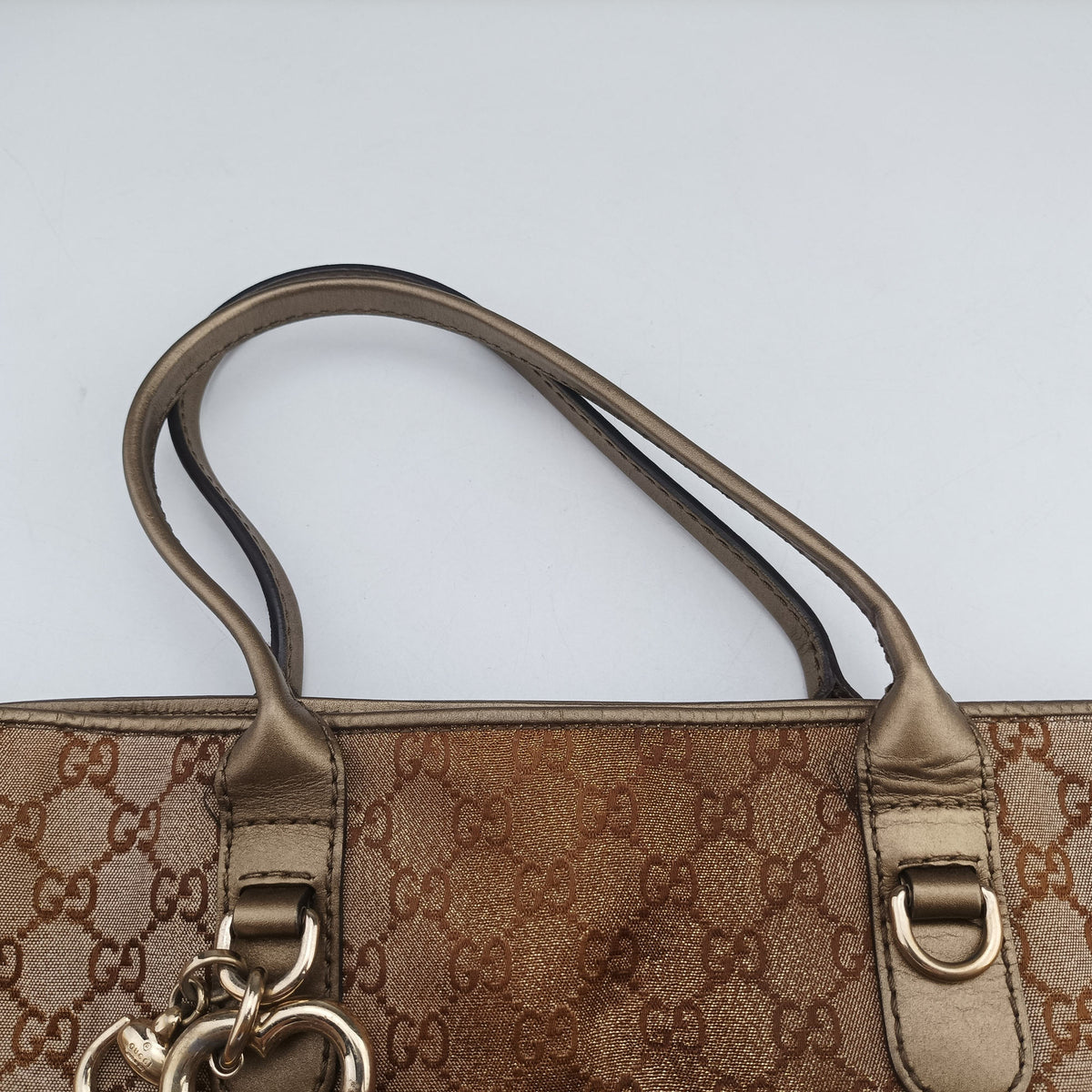 Pre-owned Gucci Heart Bit charm Brown canvas×leather 269956 handbag | stylenewstar