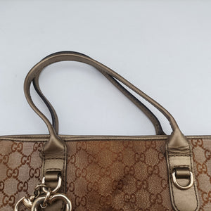 Pre-owned Gucci Heart Bit charm Brown canvas×leather 269956 handbag | stylenewstar