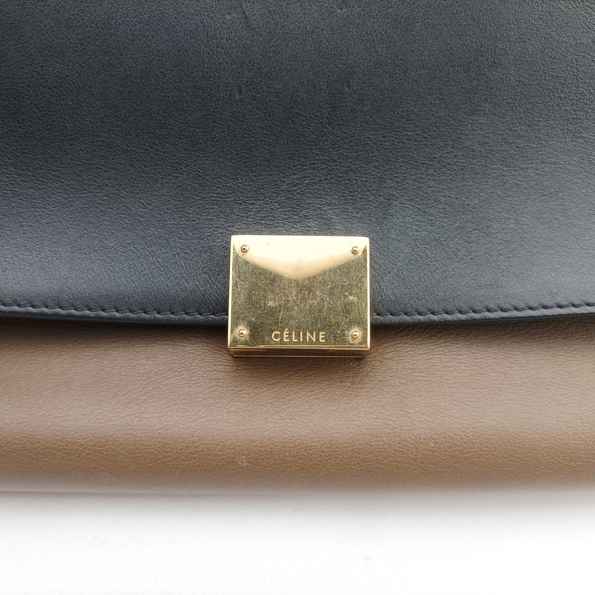 Vintage Celine Trapeze Beige × Black × Brown Suede × leather  handbag | stylenewstar