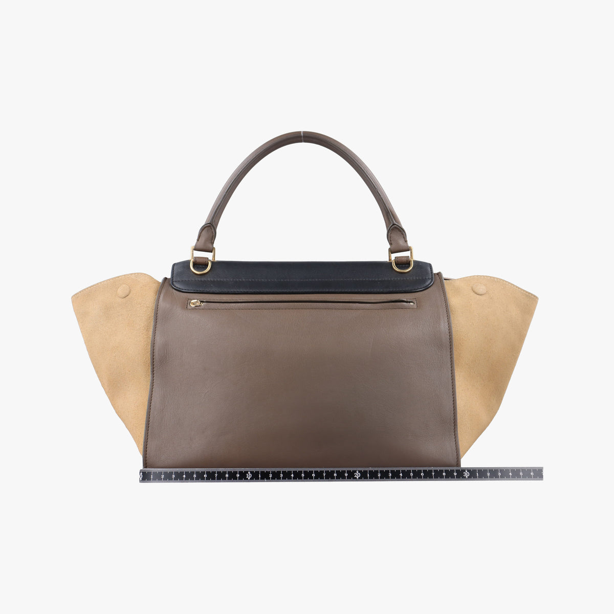 Vintage Celine Trapeze Beige × Black × Brown Suede × leather  handbag | stylenewstar
