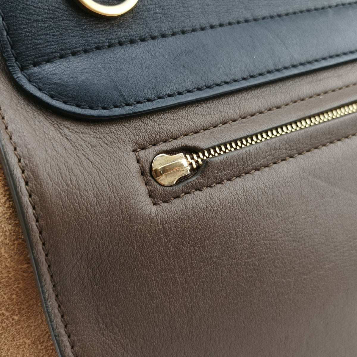 Vintage Celine Trapeze Beige × Black × Brown Suede × leather  handbag | stylenewstar