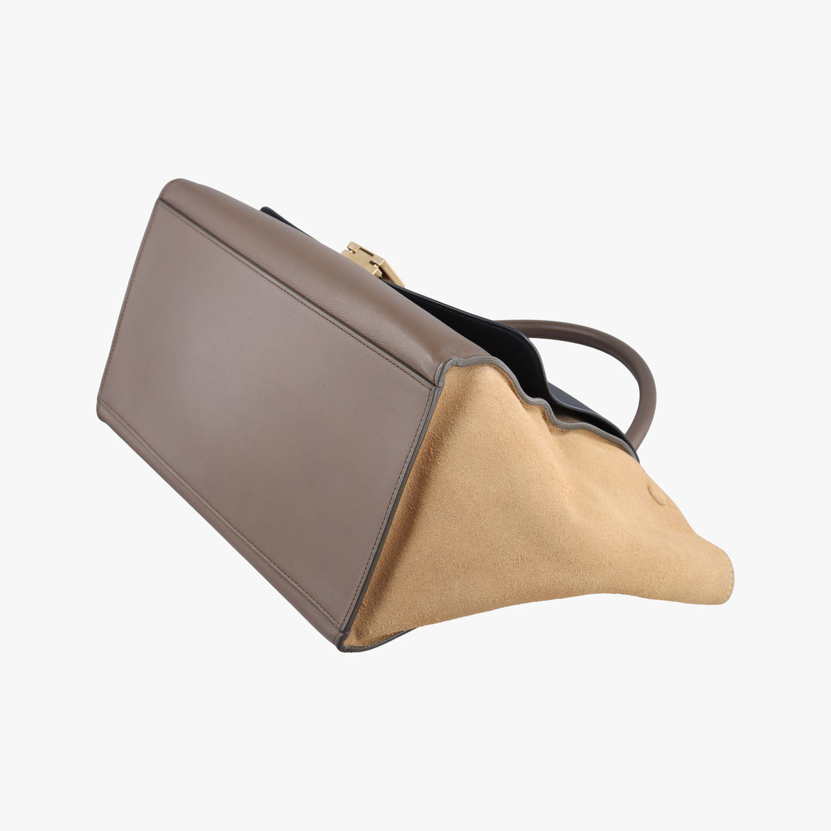 Vintage Celine Trapeze Beige × Black × Brown Suede × leather  handbag | stylenewstar