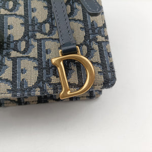 Pre-owned Christian Dior Saddle Phone holder Navy jacquard×Leather  shoulderbag | stylenewstar