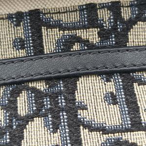 Pre-owned Christian Dior Saddle Phone holder Navy jacquard×Leather  shoulderbag | stylenewstar