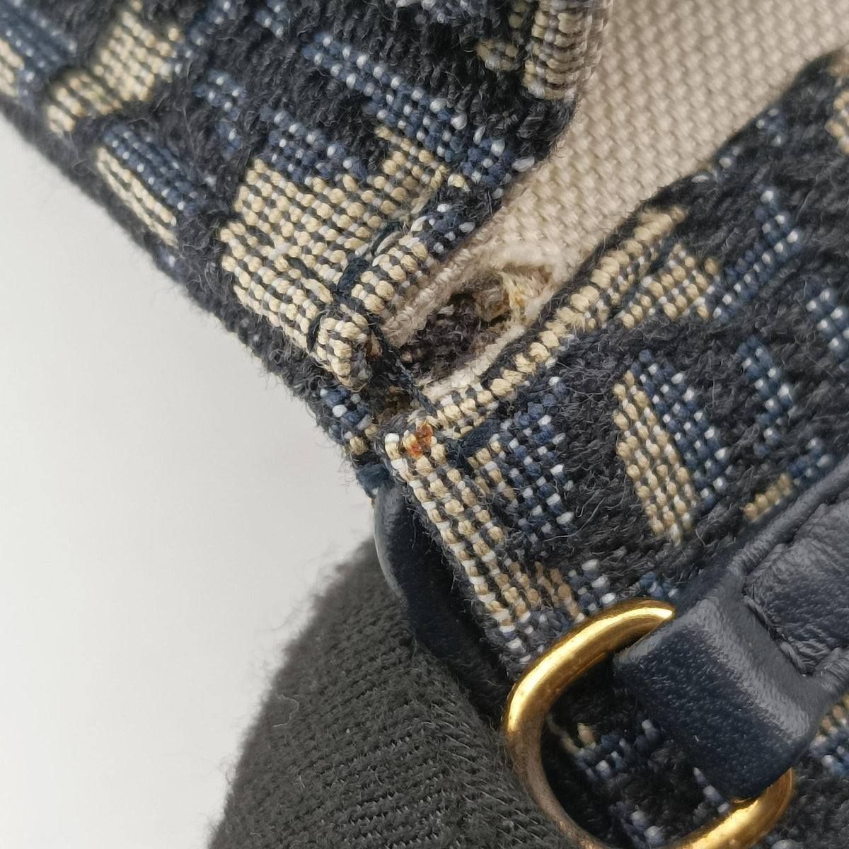 Pre-owned Christian Dior Saddle Phone holder Navy jacquard×Leather  shoulderbag | stylenewstar