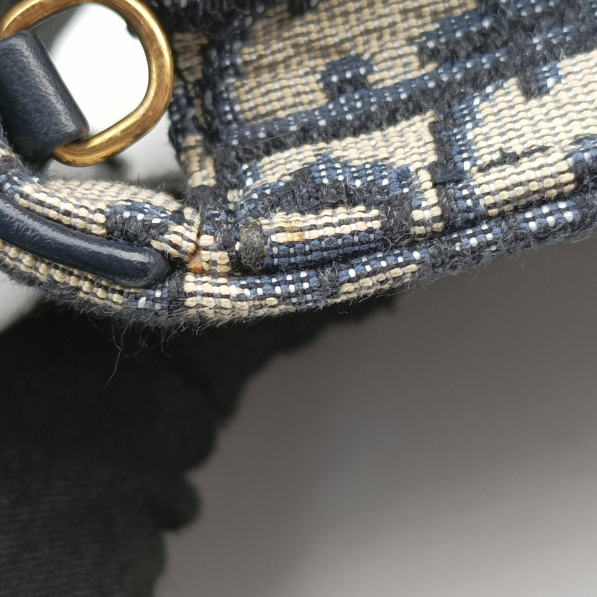 Pre-owned Christian Dior Saddle Phone holder Navy jacquard×Leather  shoulderbag | stylenewstar