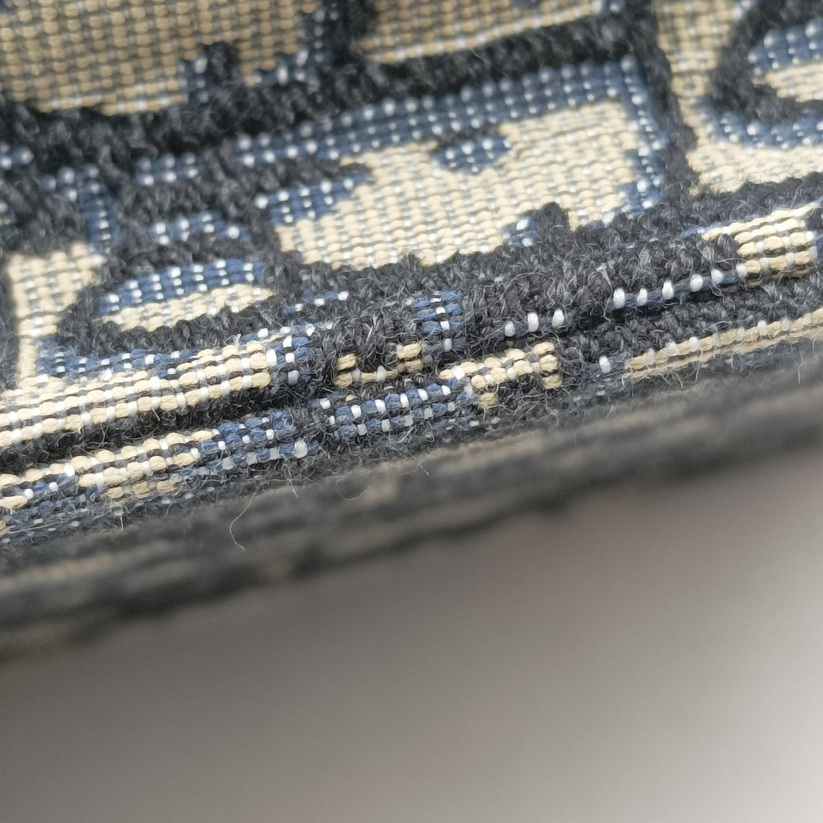 Pre-owned Christian Dior Saddle Phone holder Navy jacquard×Leather  shoulderbag | stylenewstar