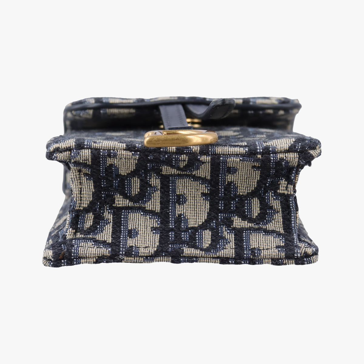 Pre-owned Christian Dior Saddle Phone holder Navy jacquard×Leather  shoulderbag | stylenewstar