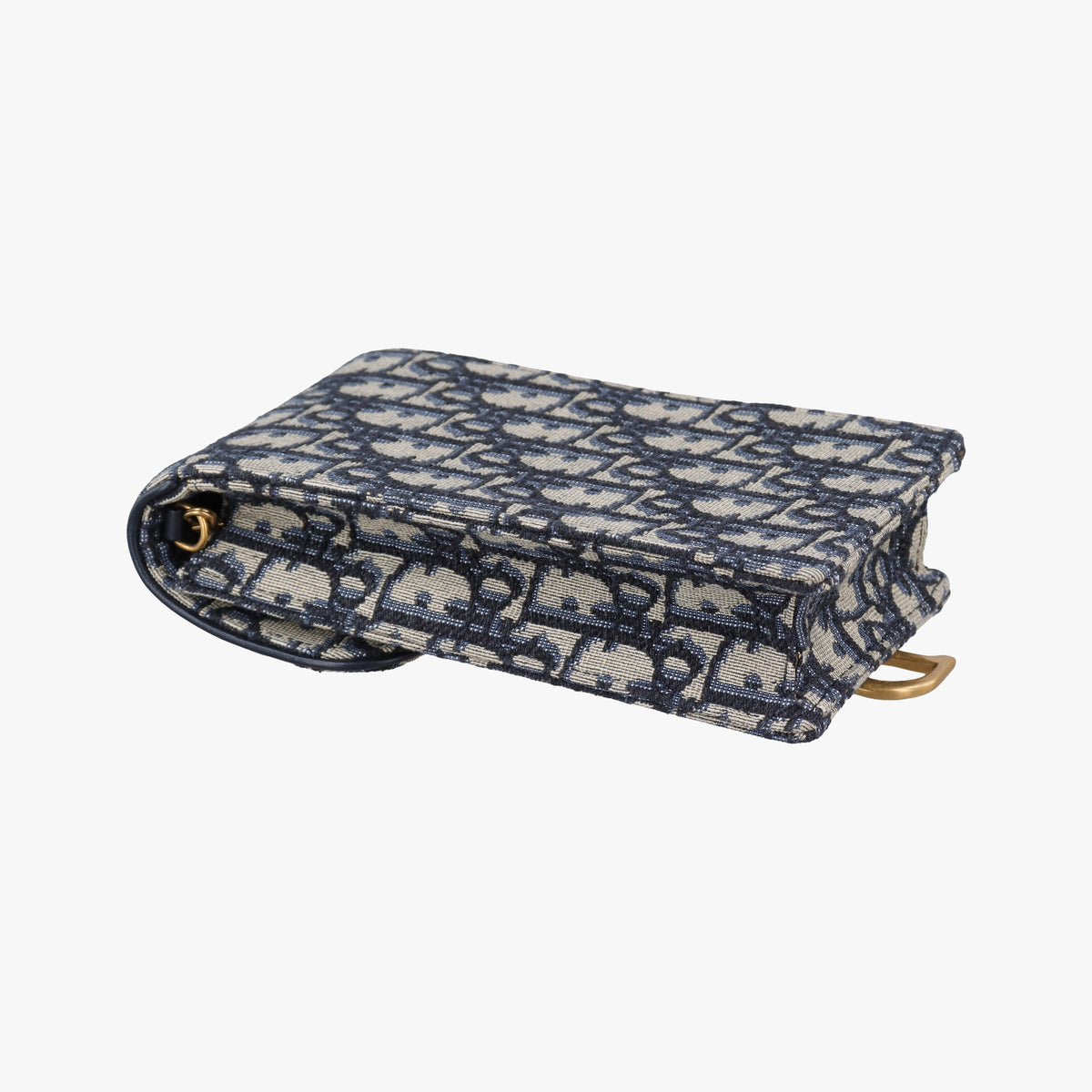 Pre-owned Christian Dior Saddle Phone holder Navy jacquard×Leather  shoulderbag | stylenewstar
