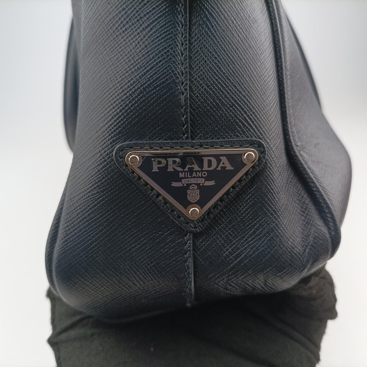 Vintage Prada business bag briefcase Navy SAFFIANO Leather 2VE363 handbag | stylenewstar