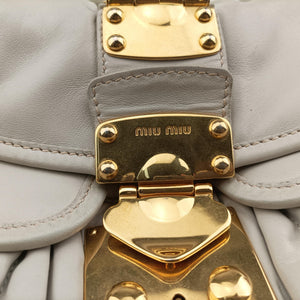 Secondhand Miu Miu Coffer Matelasse Grey Leather  shoulderbag | stylenewstar
