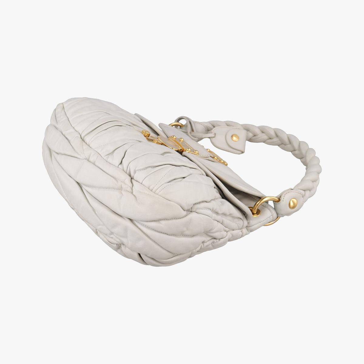 Secondhand Miu Miu Coffer Matelasse Grey Leather  shoulderbag | stylenewstar