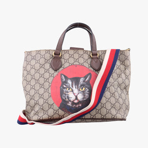 Pre-owned Gucci GG Supreme Bosco PATCHED beige×Multicolour PVC coated canvas×Leather 473887 shoulderbag | stylenewstar