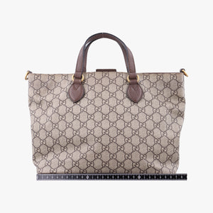 Pre-owned Gucci GG Supreme Bosco PATCHED beige×Multicolour PVC coated canvas×Leather 473887 shoulderbag | stylenewstar