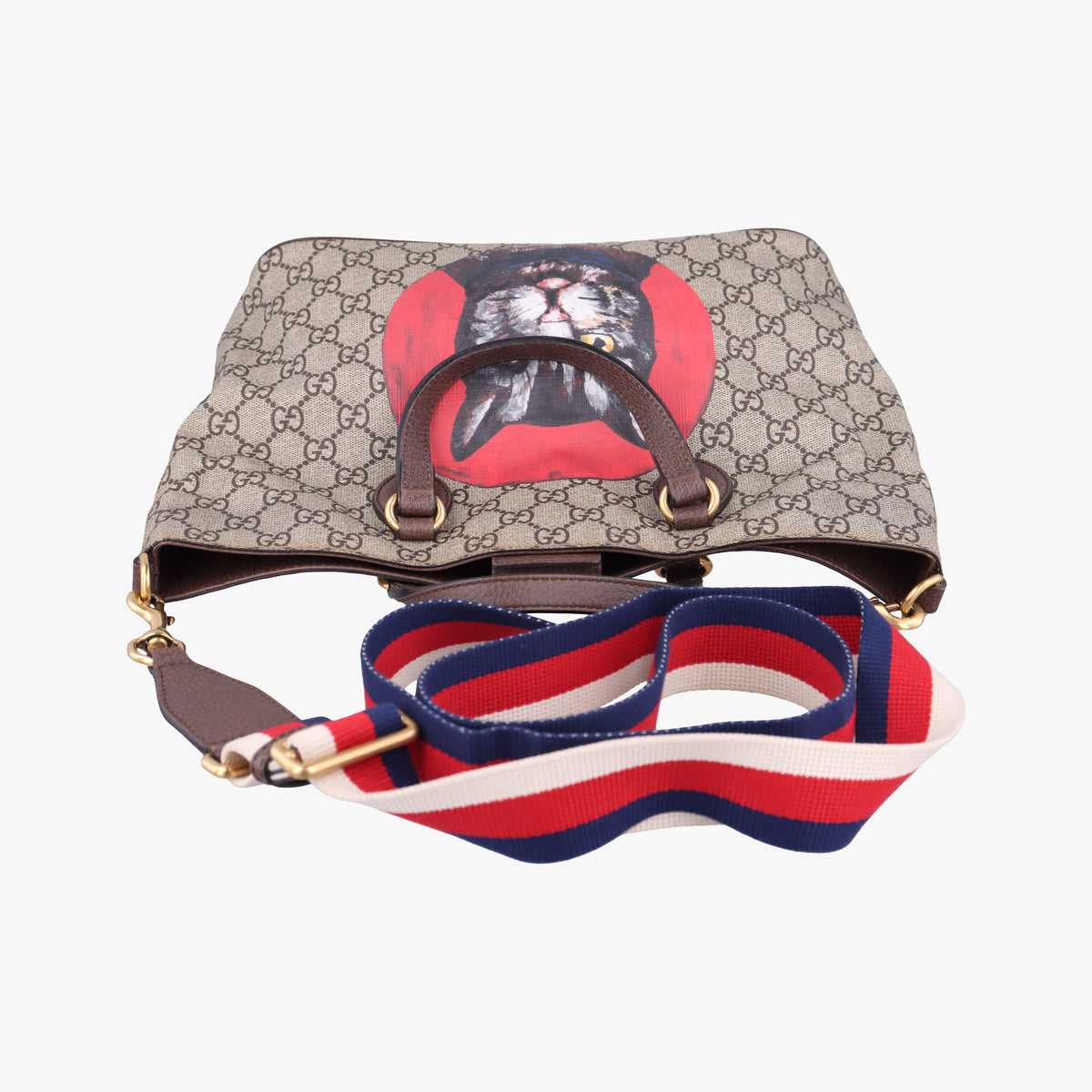 Pre-owned Gucci GG Supreme Bosco PATCHED beige×Multicolour PVC coated canvas×Leather 473887 shoulderbag | stylenewstar