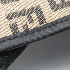 Pre-owned Fendi Zucchino Borsa Black×Beige canvas×leather 8BR429 handbag | stylenewstar
