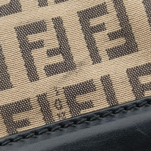 Pre-owned Fendi Zucchino Borsa Black×Beige canvas×leather 8BR429 handbag | stylenewstar