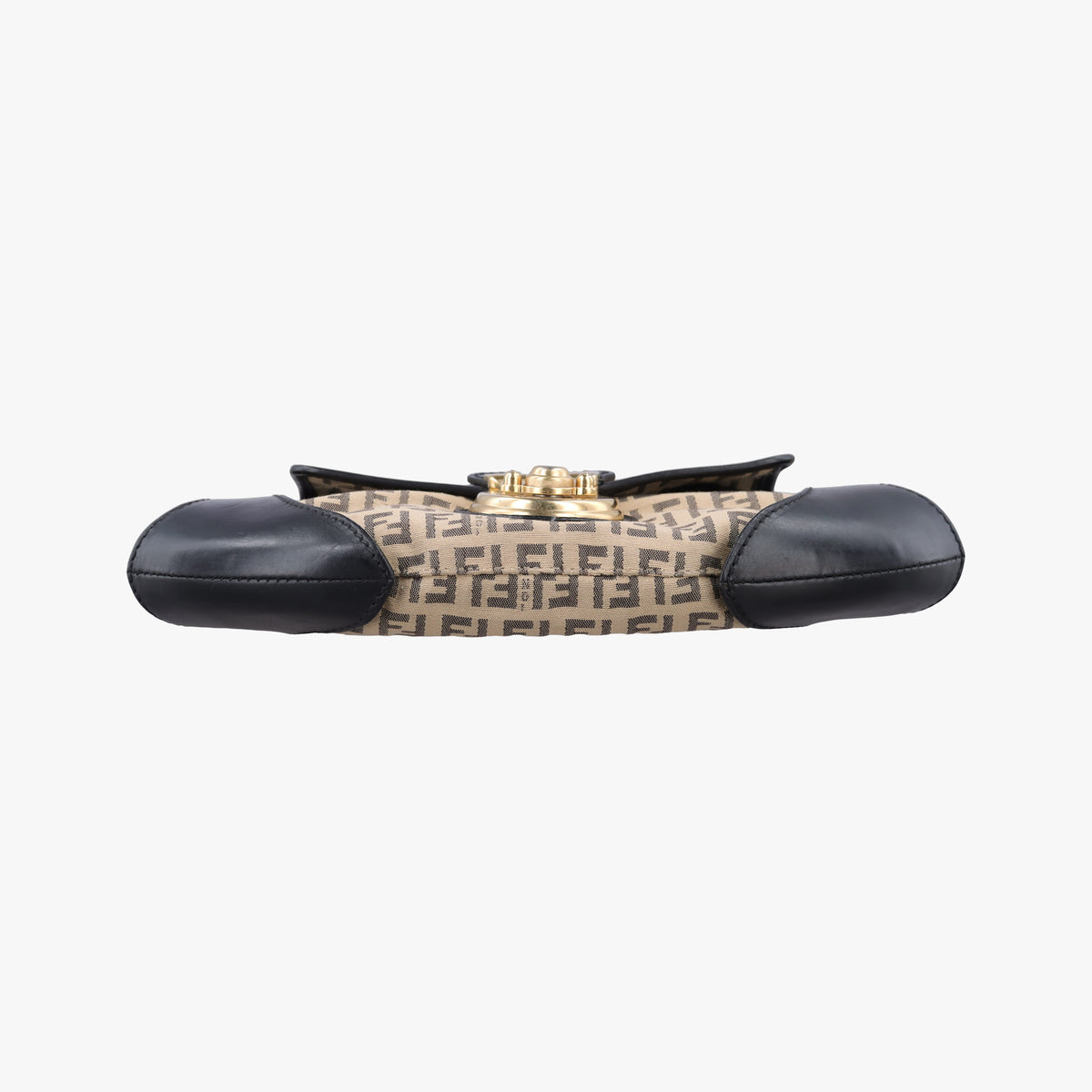 Pre-owned Fendi Zucchino Borsa Black×Beige canvas×leather 8BR429 handbag | stylenewstar