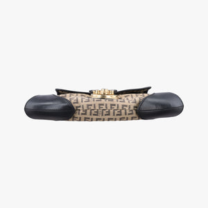Pre-owned Fendi Zucchino Borsa Black×Beige canvas×leather 8BR429 handbag | stylenewstar