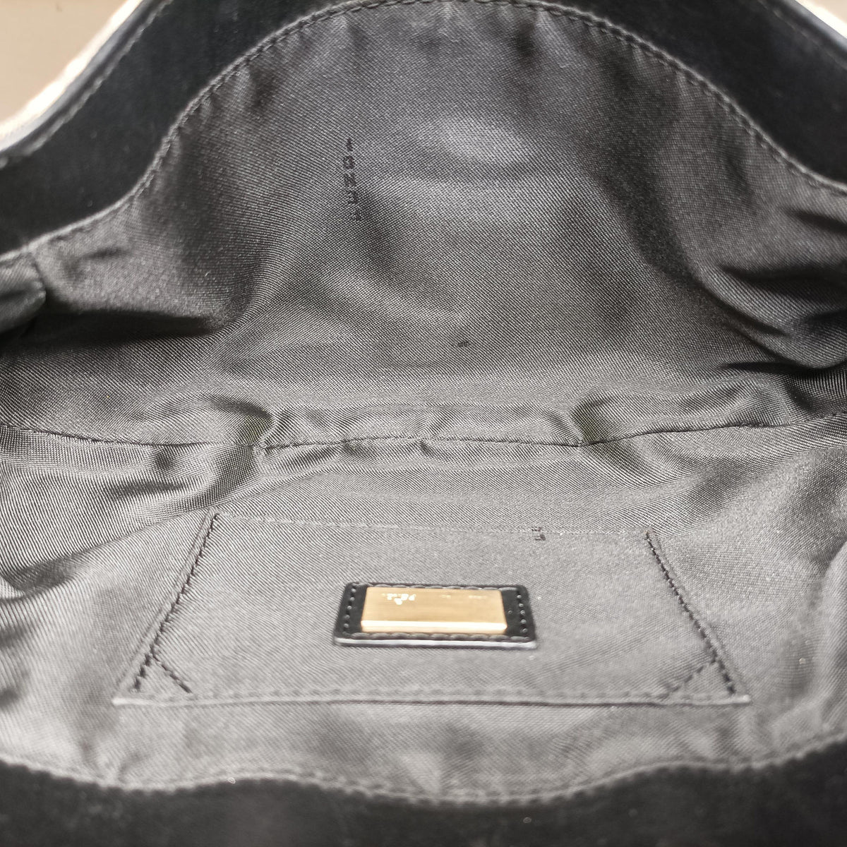Pre-owned Fendi Zucchino Borsa Black×Beige canvas×leather 8BR429 handbag | stylenewstar