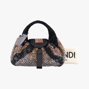 Pre-owned Fendi Spy Black x multicolor Sequins x Velvet x Silk 8BR589 handbag | stylenewstar