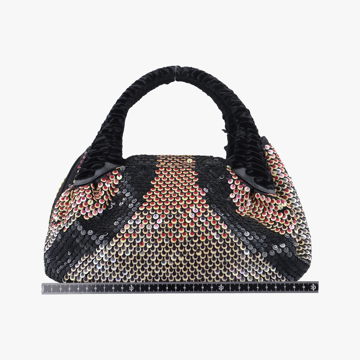 Pre-owned Fendi Spy Black x multicolor Sequins x Velvet x Silk 8BR589 handbag | stylenewstar