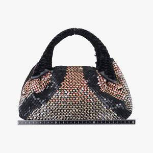 Pre-owned Fendi Spy Black x multicolor Sequins x Velvet x Silk 8BR589 handbag | stylenewstar