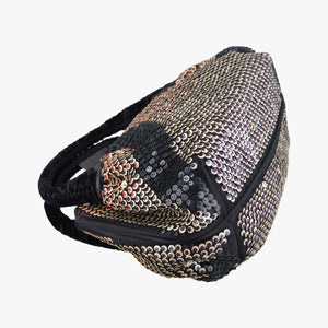 Pre-owned Fendi Spy Black x multicolor Sequins x Velvet x Silk 8BR589 handbag | stylenewstar