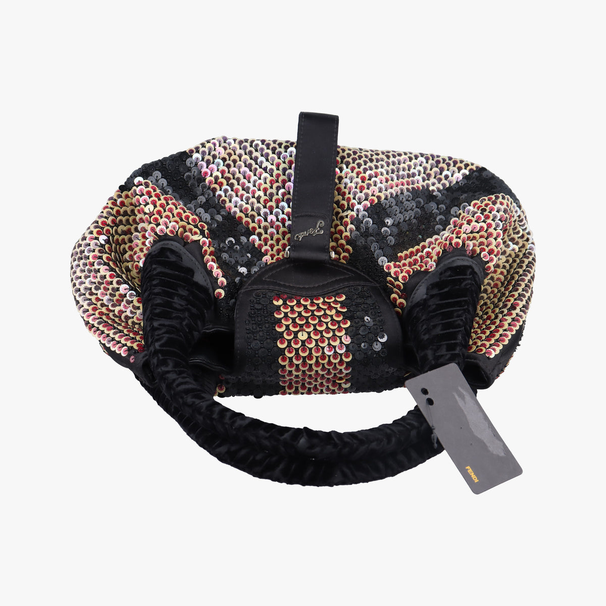 Pre-owned Fendi Spy Black x multicolor Sequins x Velvet x Silk 8BR589 handbag | stylenewstar