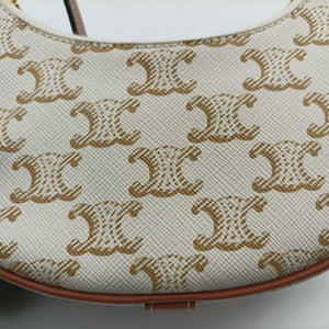 Pre-owned Celine Triomphe AVA Mini White PVC coated canvas  handbag | stylenewstar