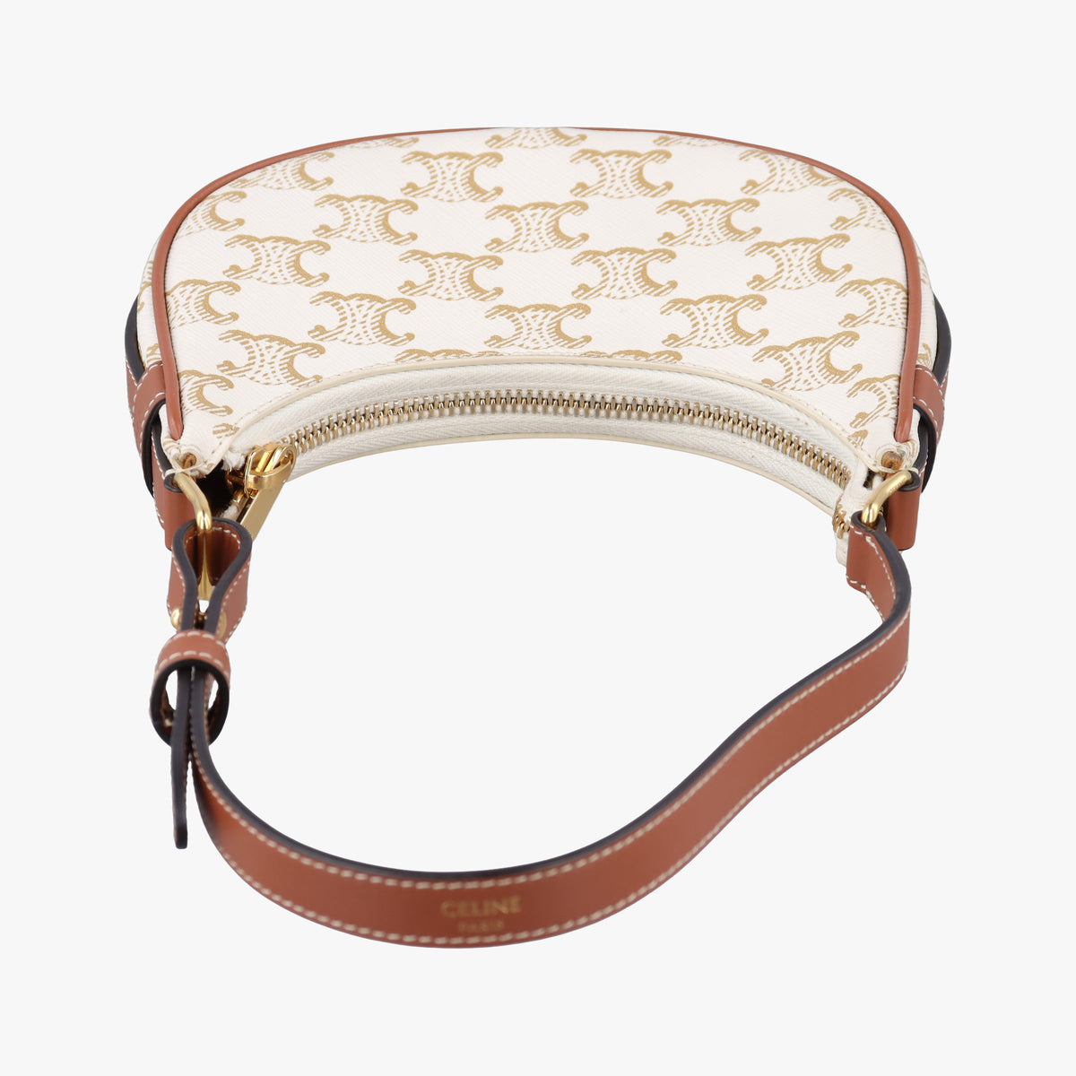 Pre-owned Celine Triomphe AVA Mini White PVC coated canvas  handbag | stylenewstar