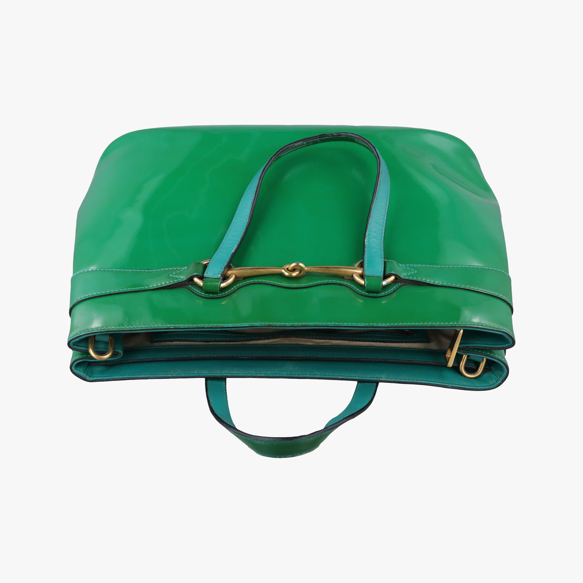 Pre-owned Gucci Bright Bit Green Patent Leather 319795 shoulderbag | stylenewstar