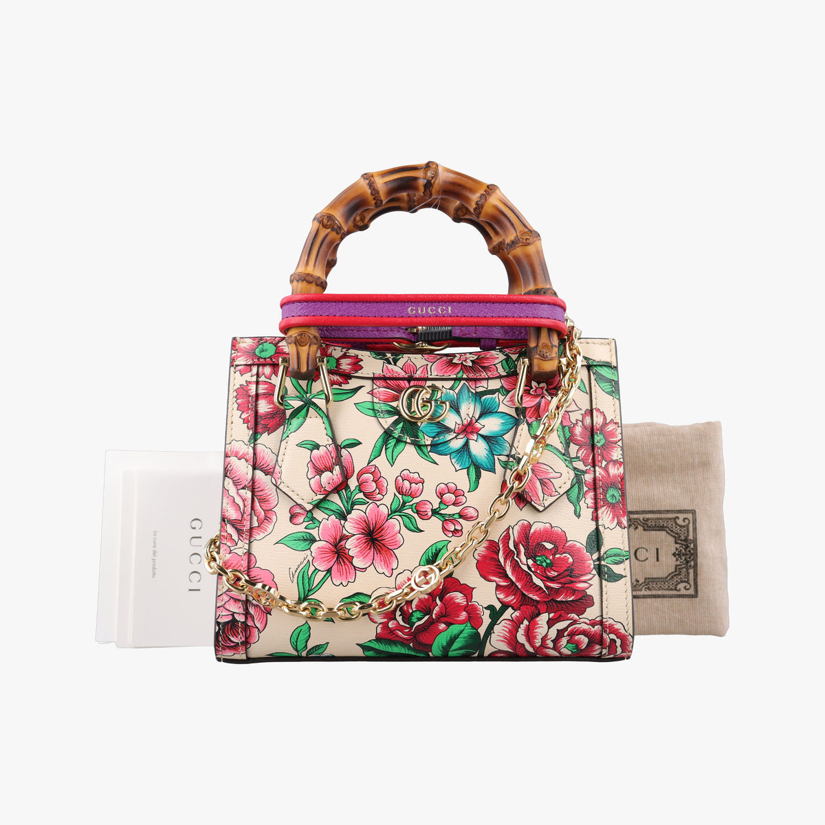 Vintage Gucci Diana Flower Pink x Multicolour Leather 707449 shoulderbag | stylenewstar