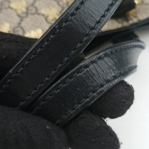 Pre-owned Gucci GG Supreme Bee Black× Beige PVC coated canvas×leather 473887 shoulderbag | stylenewstar