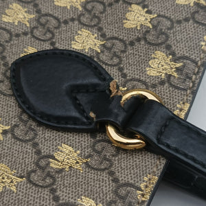 Pre-owned Gucci GG Supreme Bee Black× Beige PVC coated canvas×leather 473887 shoulderbag | stylenewstar
