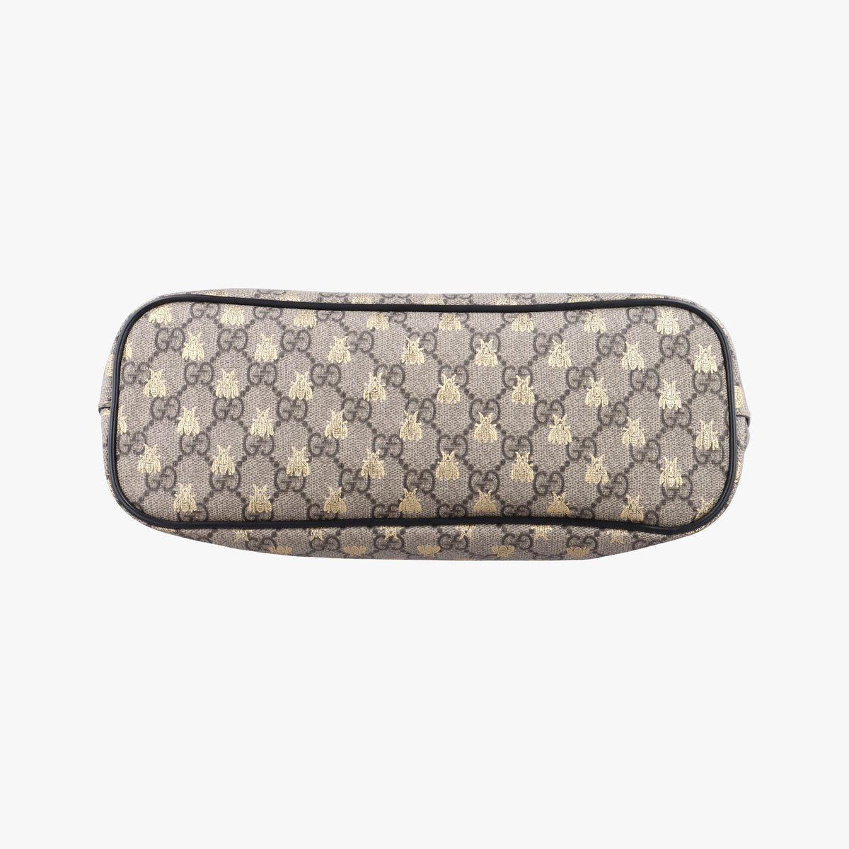 Pre-owned Gucci GG Supreme Bee Black× Beige PVC coated canvas×leather 473887 shoulderbag | stylenewstar