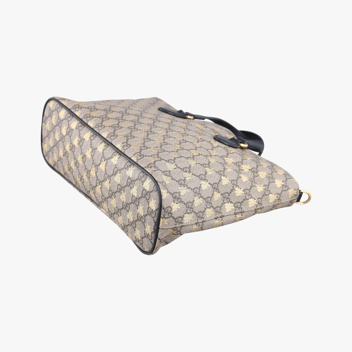 Pre-owned Gucci GG Supreme Bee Black× Beige PVC coated canvas×leather 473887 shoulderbag | stylenewstar