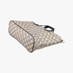 Pre-owned Gucci GG Supreme Bee Black× Beige PVC coated canvas×leather 473887 shoulderbag | stylenewstar