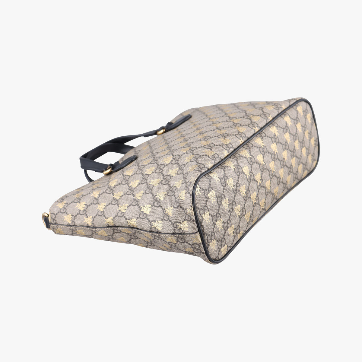 Pre-owned Gucci GG Supreme Bee Black× Beige PVC coated canvas×leather 473887 shoulderbag | stylenewstar