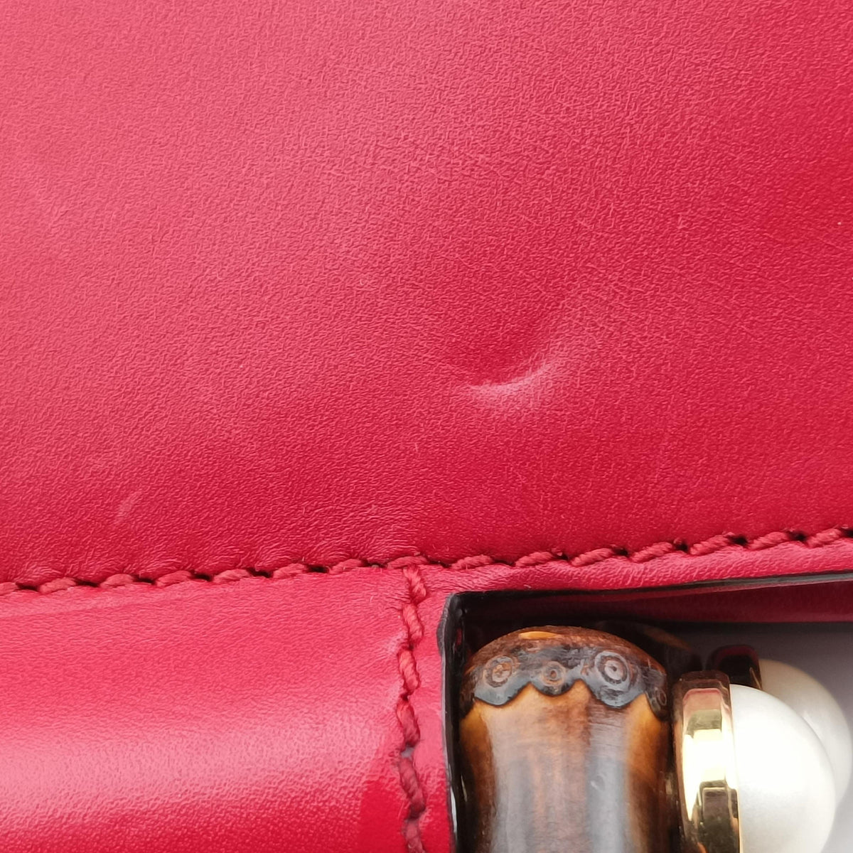 Pre-owned Gucci Bamboo Nymphaea Red Leather 453767 shoulderbag | stylenewstar
