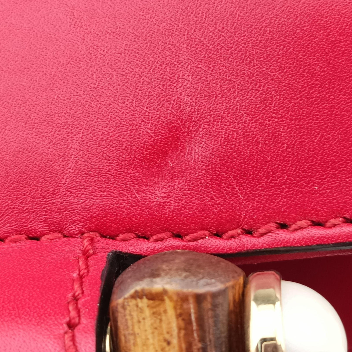 Pre-owned Gucci Bamboo Nymphaea Red Leather 453767 shoulderbag | stylenewstar