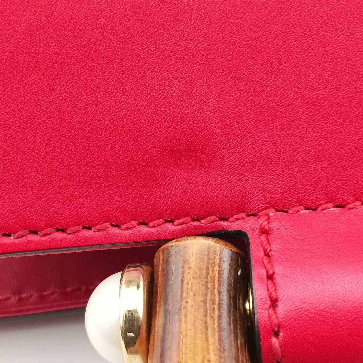 Pre-owned Gucci Bamboo Nymphaea Red Leather 453767 shoulderbag | stylenewstar