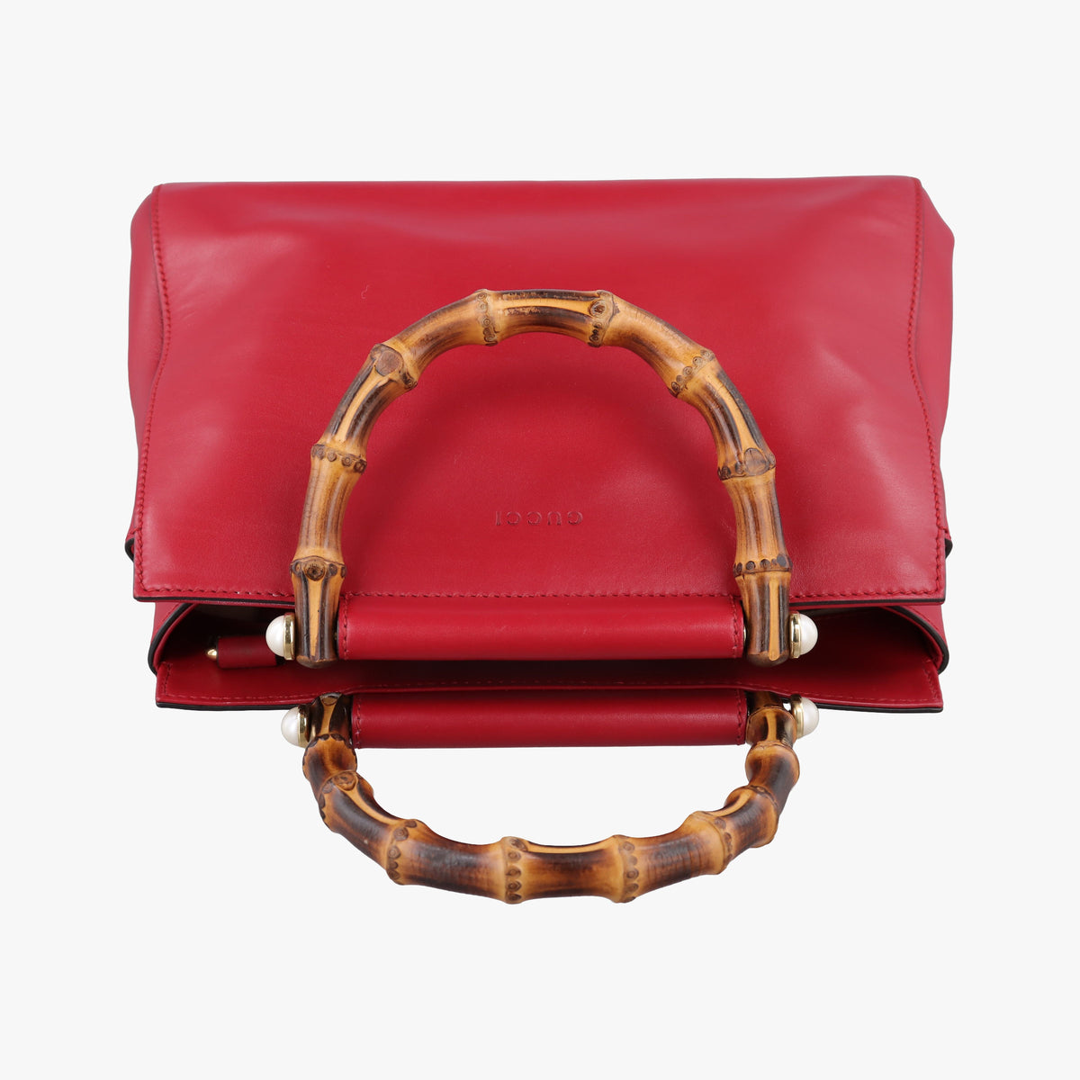 Pre-owned Gucci Bamboo Nymphaea Red Leather 453767 shoulderbag | stylenewstar
