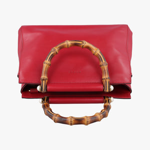 Pre-owned Gucci Bamboo Nymphaea Red Leather 453767 shoulderbag | stylenewstar