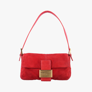 Secondhand Fendi Baguette Red suede 26424 handbag | stylenewstar
